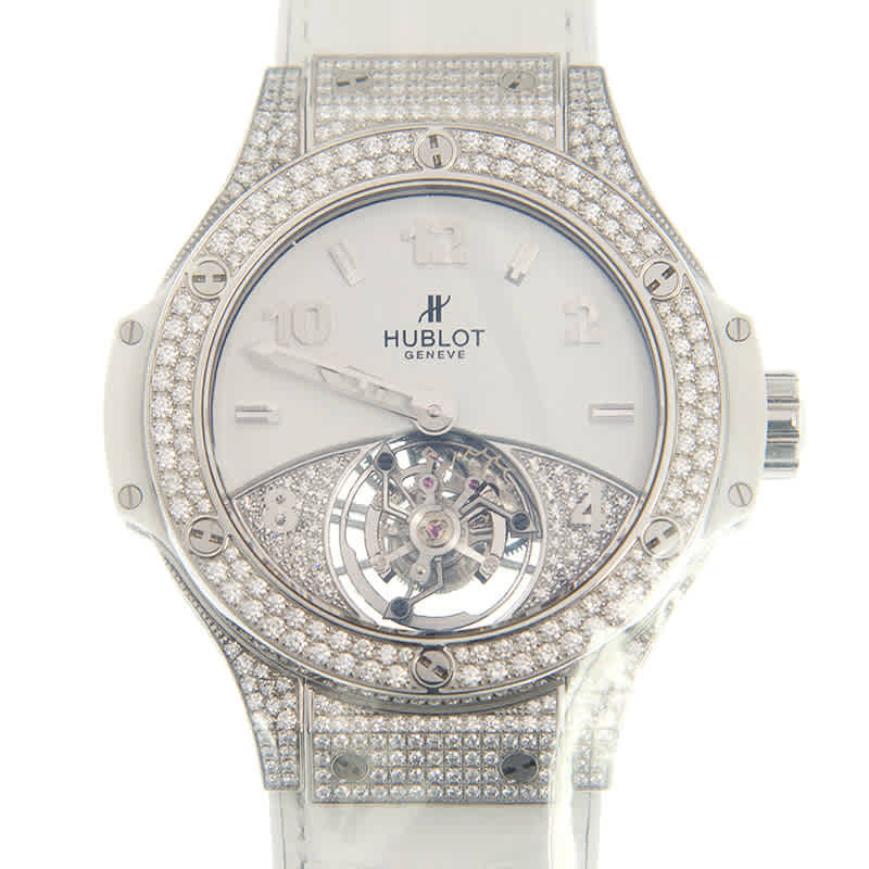 Hublot BIG BANG Tourbillon Hand Wind Diamond White Dial Mens Watch 345.SE.2010.LR.1704