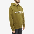 Balmain Men's Classic Paris Popover Hoody in Khaki/Off-White