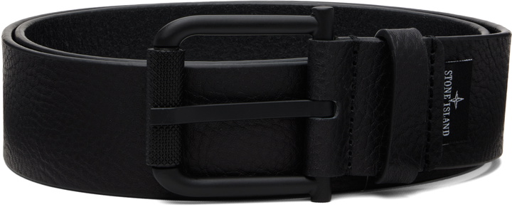Photo: Stone Island Black 9300002 Tumbled Leather Belt