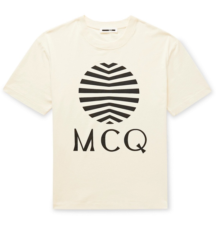 Photo: McQ Alexander McQueen - Printed Cotton-Jersey T-Shirt - Neutrals