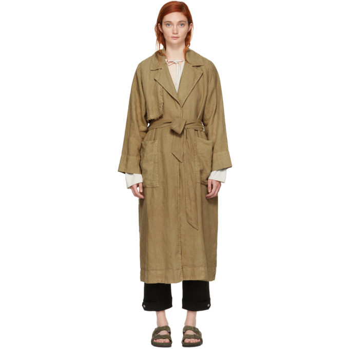 Raquel Allegra Brown Dyed Linen Trench Coat Raquel Allegra