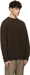 Sunspel Brown Shetland Crew Neck Sweater