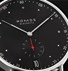 NOMOS Glashütte - Metro Datum Stadtschwarz 38mm Stainless Steel and Leather Watch, Ref. No. 1103 - Black