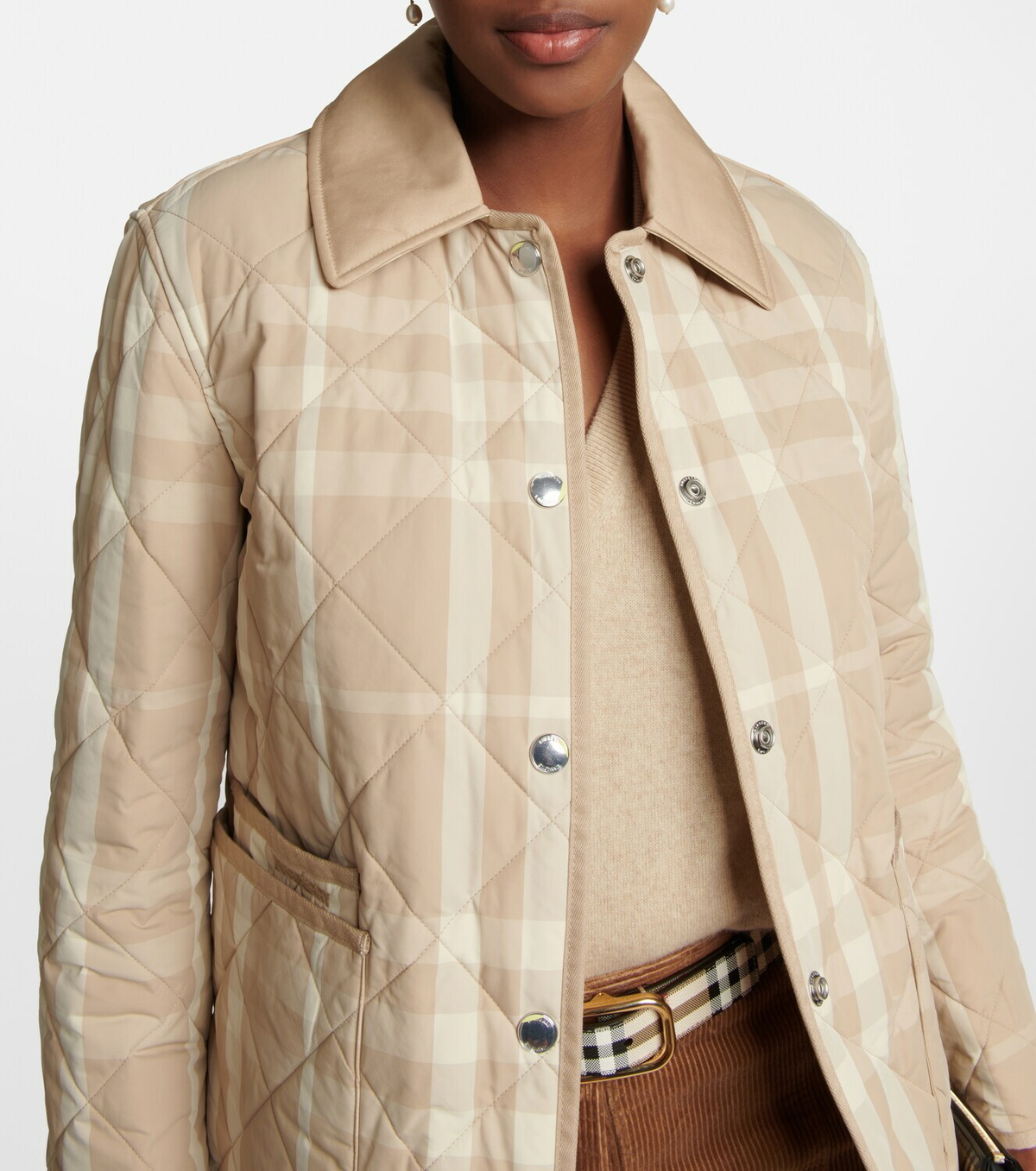 BURBERRY☆LANFORD 裏地チェック ジャケット BEIGE LADIES Burberry - Checked quilted jacket Burberry