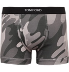 TOM FORD - Camouflage-Print Stretch-Cotton Boxer Briefs - Gray