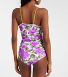 Chloé Floral ruched lace-trimmed swimsuit
