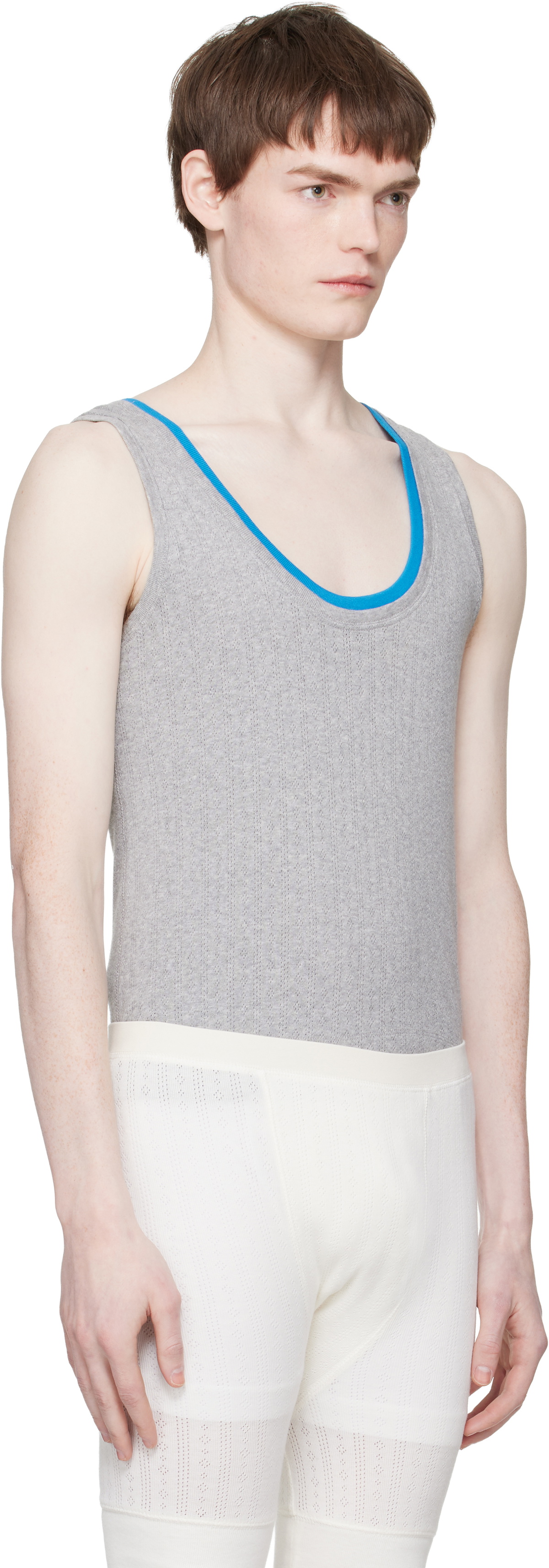 Dries Van Noten Gray Pointelle Tank Top