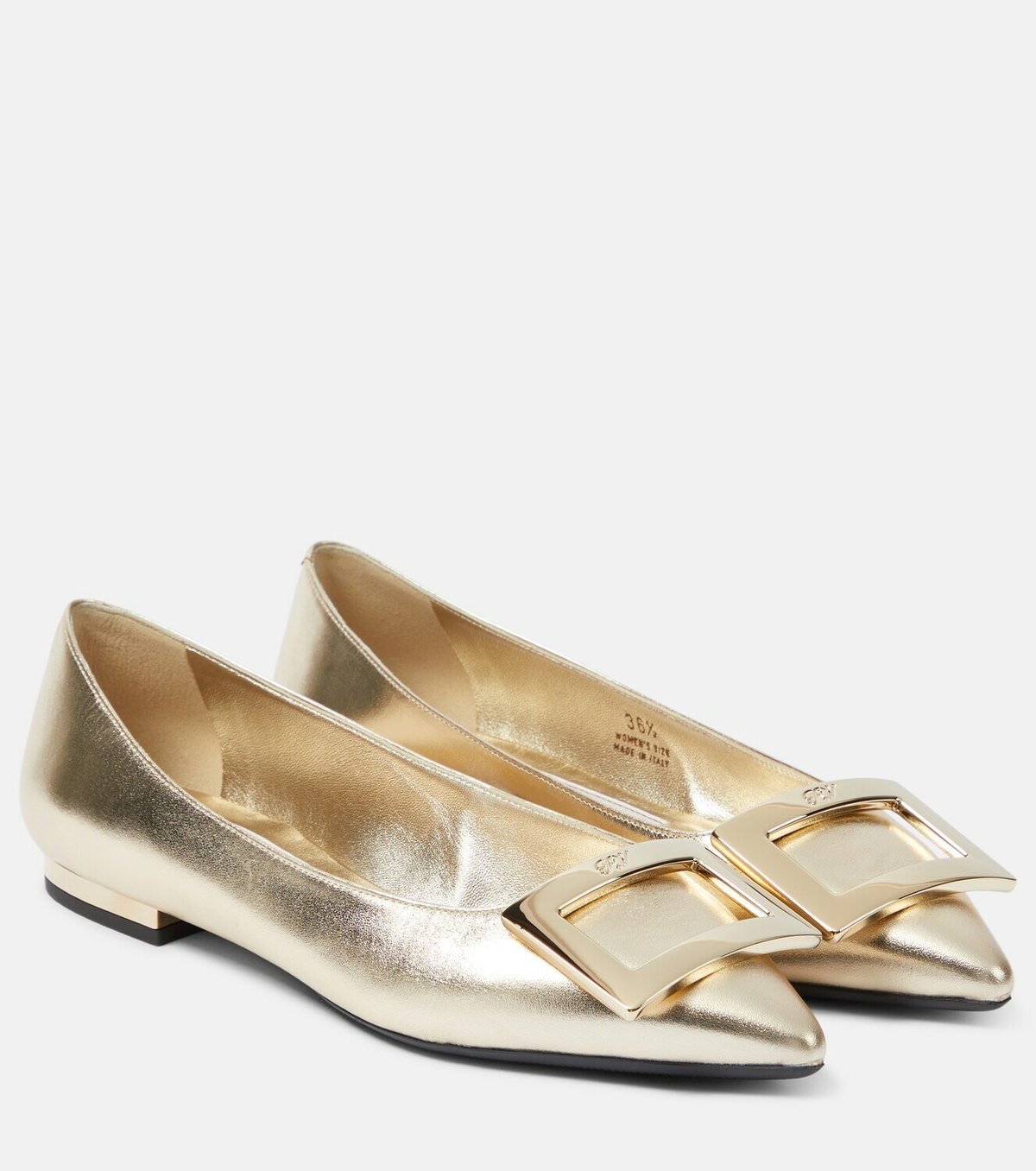 Roger Vivier Gommettine metallic leather ballet flats Roger Vivier