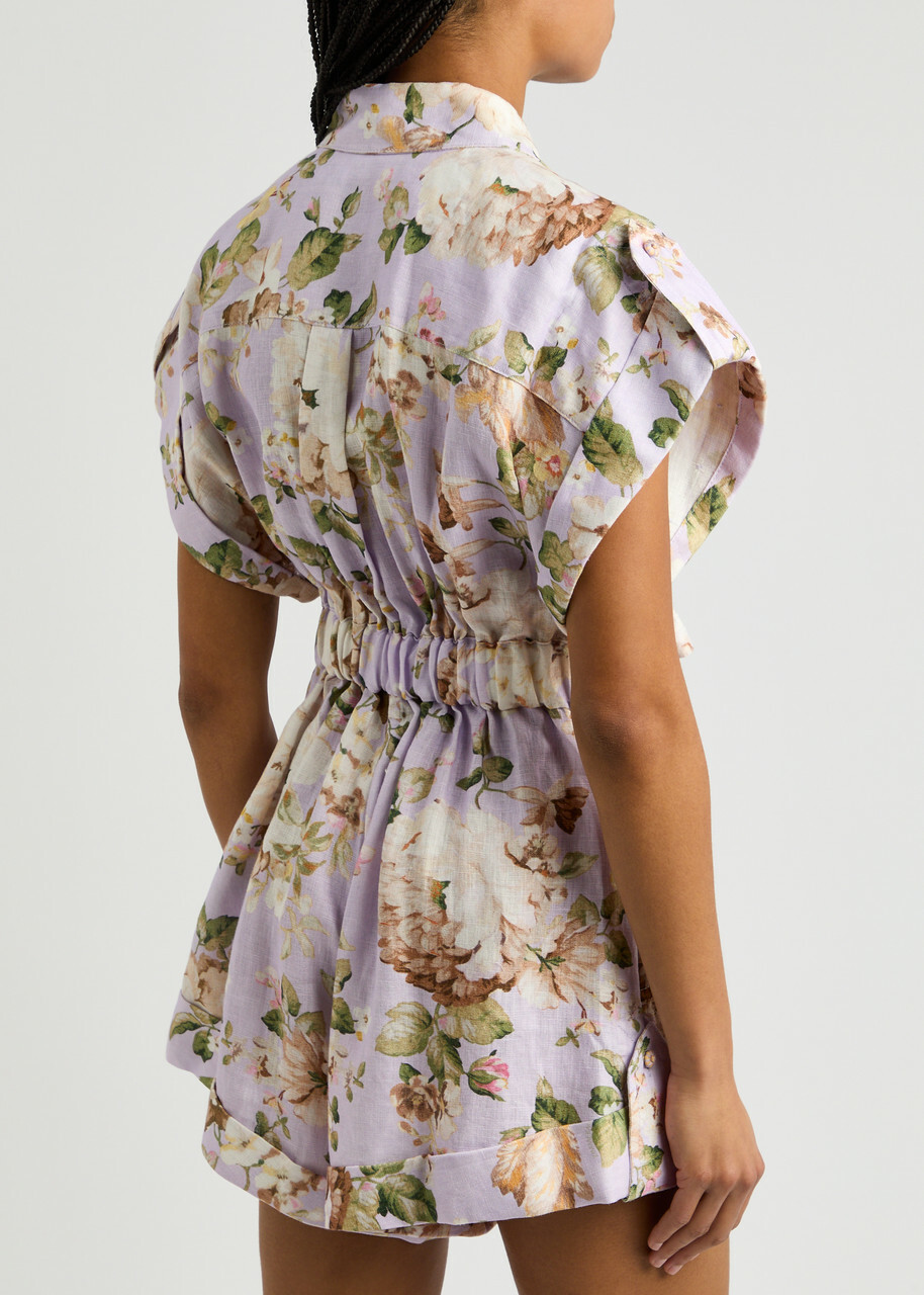 セットアップ ZIMMERMANN ACACIA PRINTED LINEN PLAYSUIT Acacia belted floral-print linen playsuit ZIMMERMANN da
