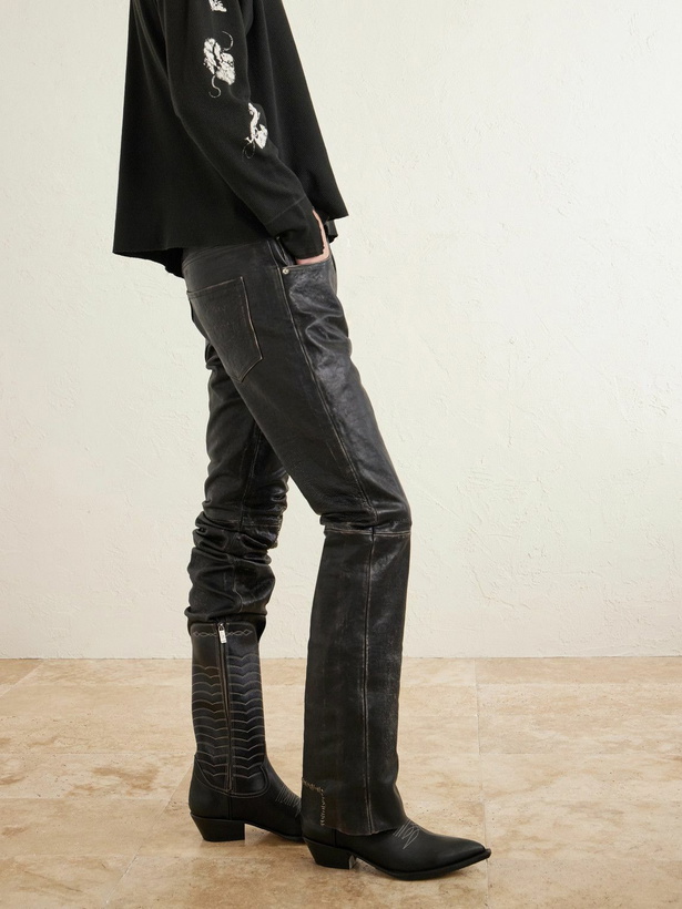 Photo: Enfants Riches Déprimés - Split Ends Embroidered Leather Boots - Black