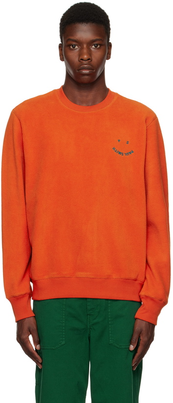 Photo: PS by Paul Smith Orange Happy Sweatshirt