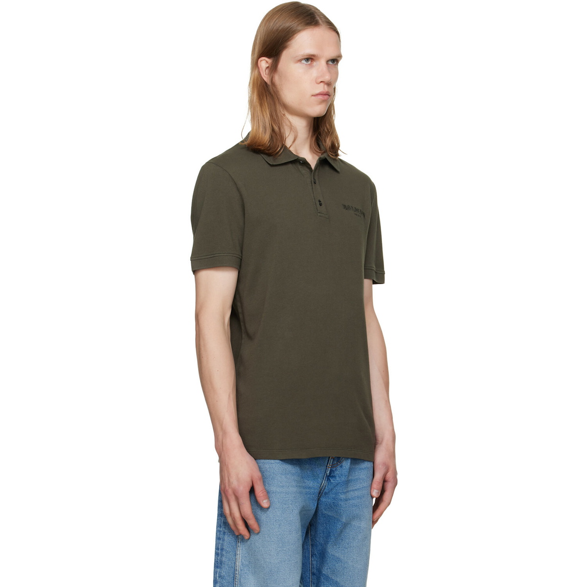 BALMAIN Khaki Small Vintage Embroidery Slim Fit Polo