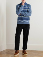 Loro Piana - Fair Isle Ribbed-Knit Cashmere Half-Zip Sweater - Blue