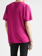 SAINT LAURENT - Logo-Print Cotton-Jersey T-Shirt - Pink