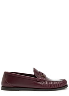 Saint Laurent Logo-plaque Leather Loafers Burgundy