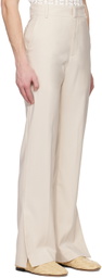 young n sang Beige Contrast Stitching Trousers