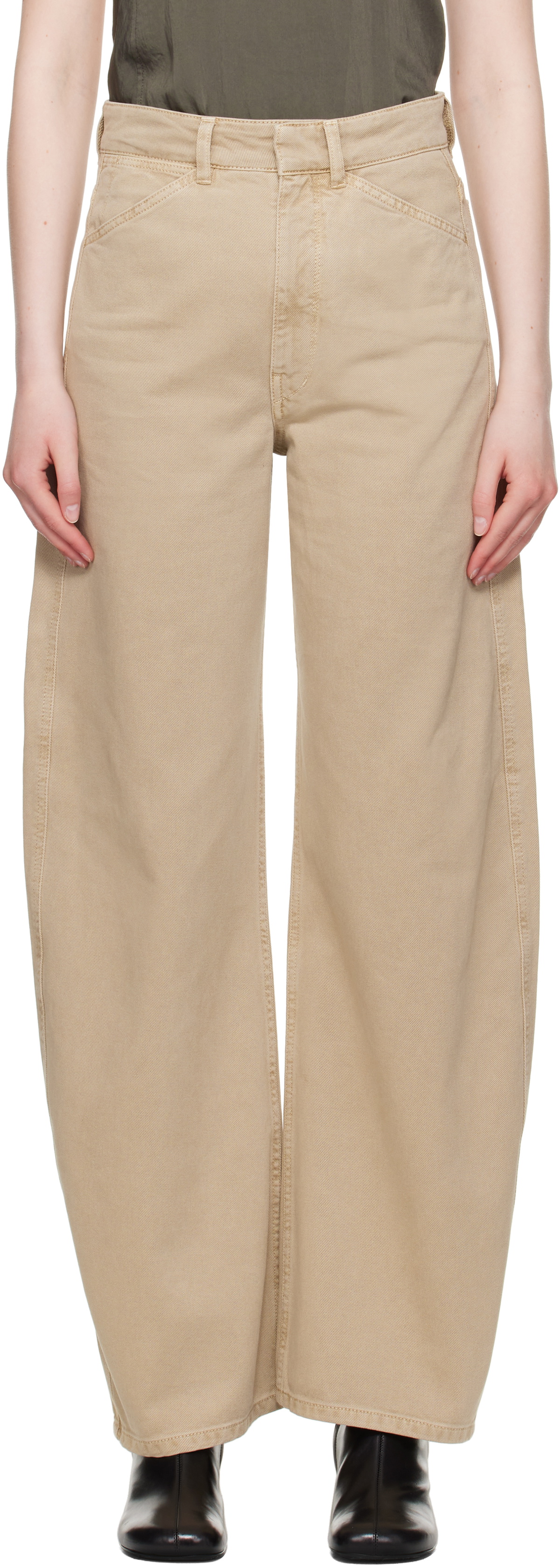 【Lemaire】ベルト mid-rise barrel-legジーンズ Lemaire Mid-rise barrel-leg jeans Lemaire