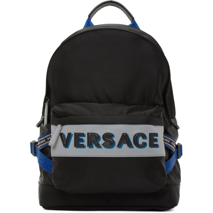 Photo: Versace Black and Blue Nylon Backpack