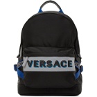 Versace Black and Blue Nylon Backpack