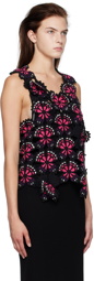 Doublet Black & Pink Butterfly Tank Top