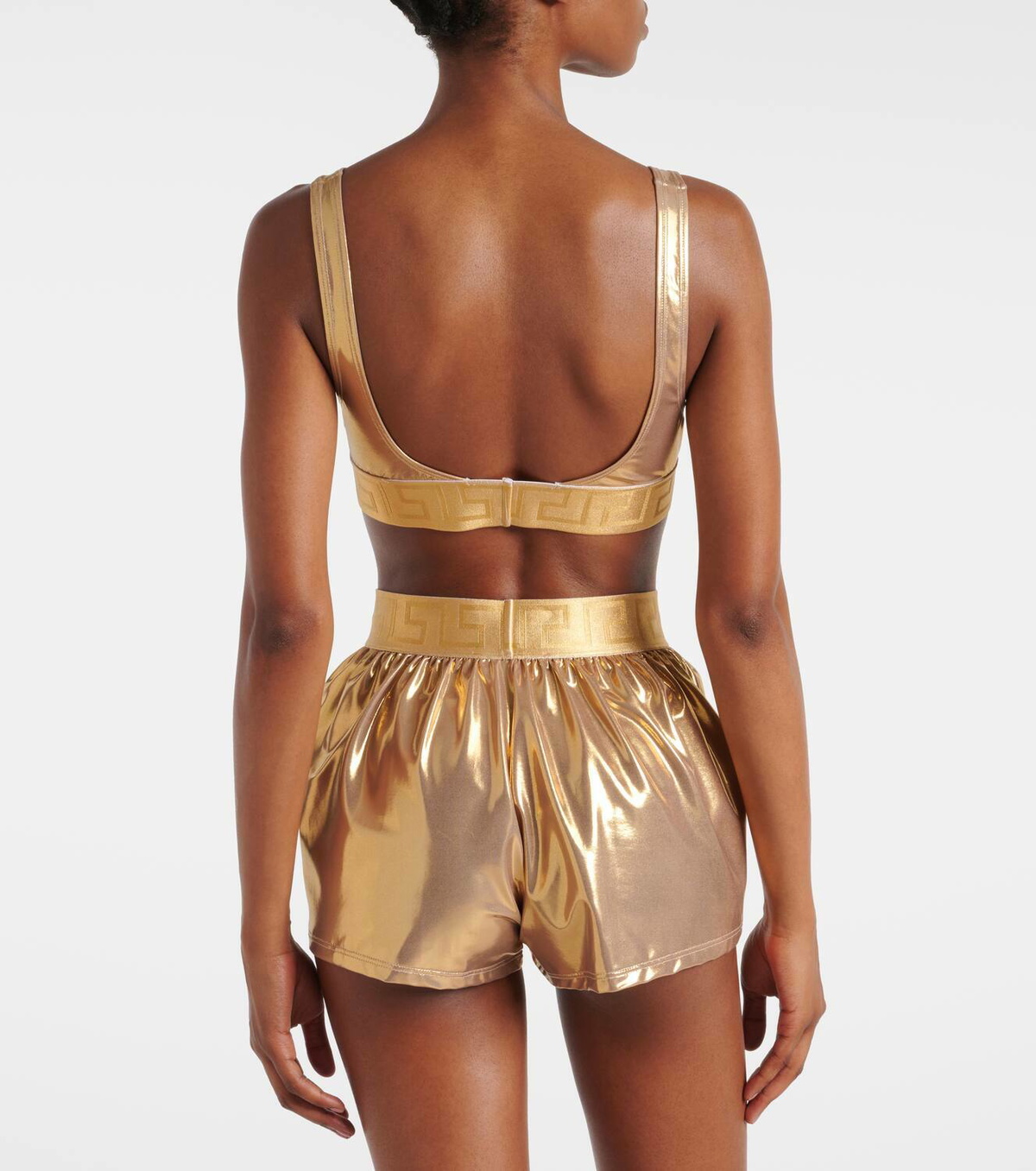Versace Logo metallic swim shorts