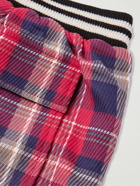 Rhude - Logo-Embroidered Checked Cotton-Flannel Drawstring Shorts - Red