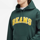 BEAMS Men's College Logo Hoodie in Green