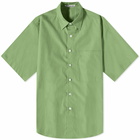 Auralee Men's Finx Short Sleeve Shirt in Khaki Green