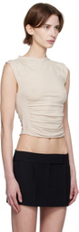 Alexander Wang Beige Ruched Tank Top