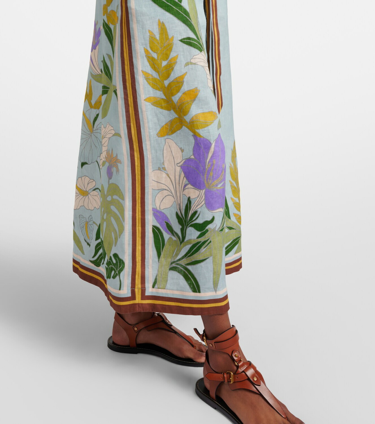 Alémais Belted floral linen shirt dress