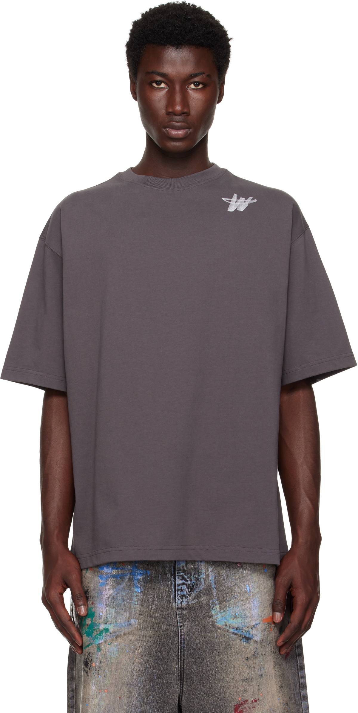 【関税込み】We11done グレー 'WD' Logo Tシャツ We11done Gray Print T-Shirt We11done