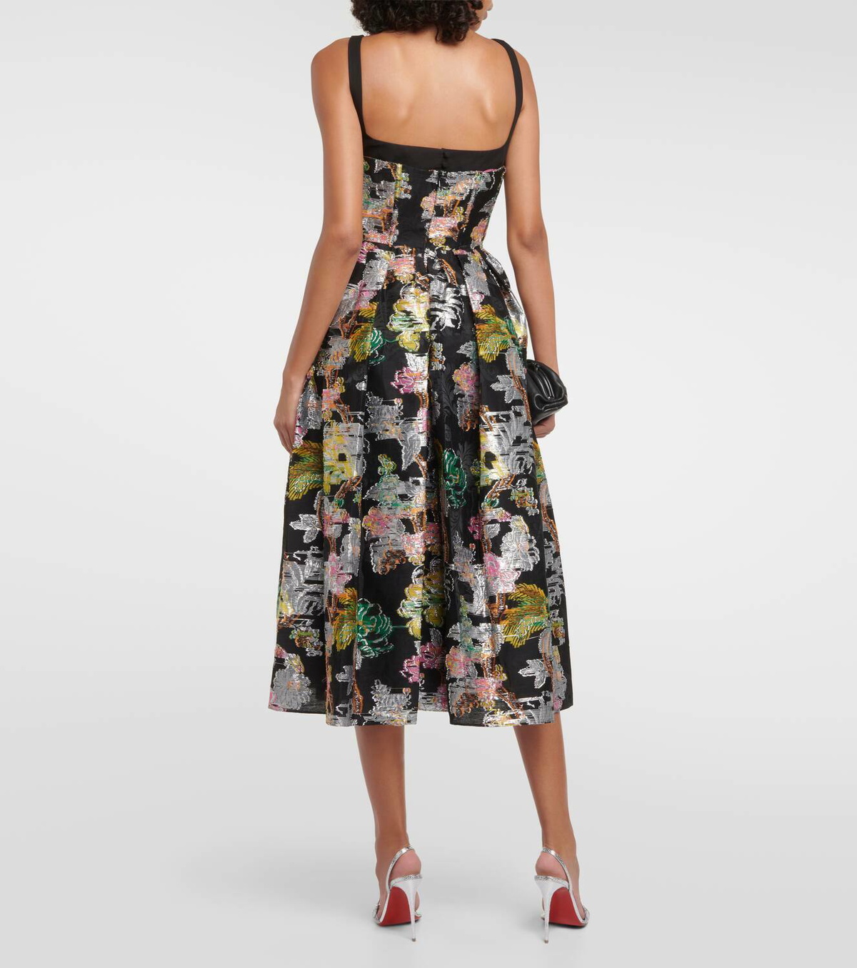 knee length dresses for ladies Pink Floral Jacquard Midi Dress – PinkBlush main image 1