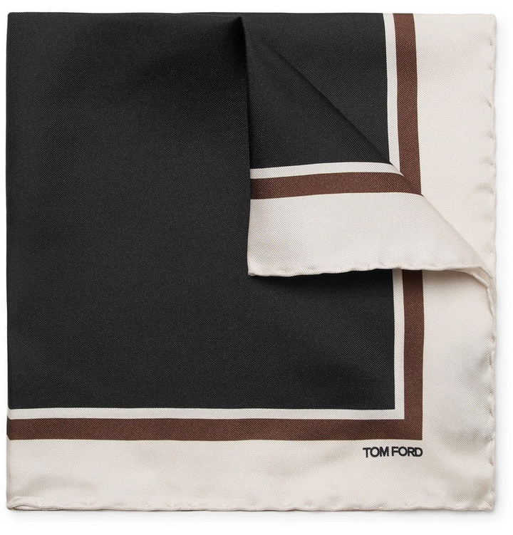 Photo: TOM FORD - Colour-Block Silk-Twill Pocket Square - Men - Black