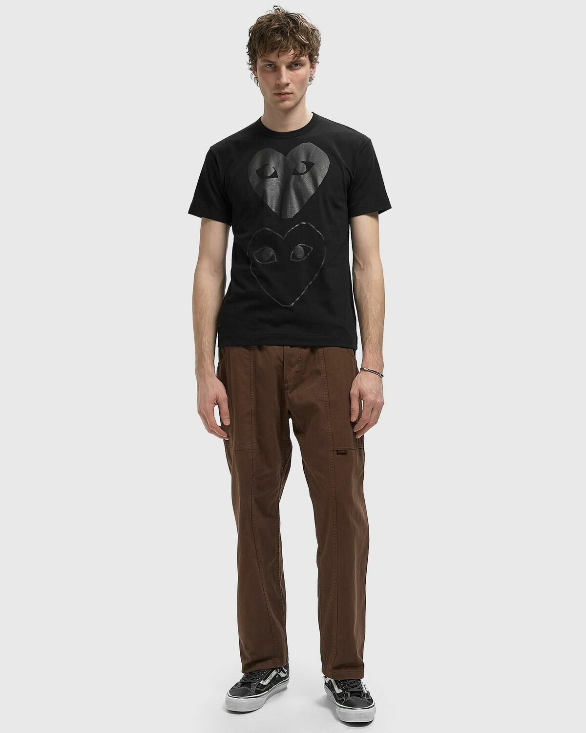 Comme des Garçons Play TEE LOGO PRINT KNIT Black Mens Shortsleefe
