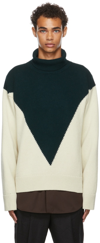 Photo: Jil Sander Off-White & Green Cashmere Turtleneck