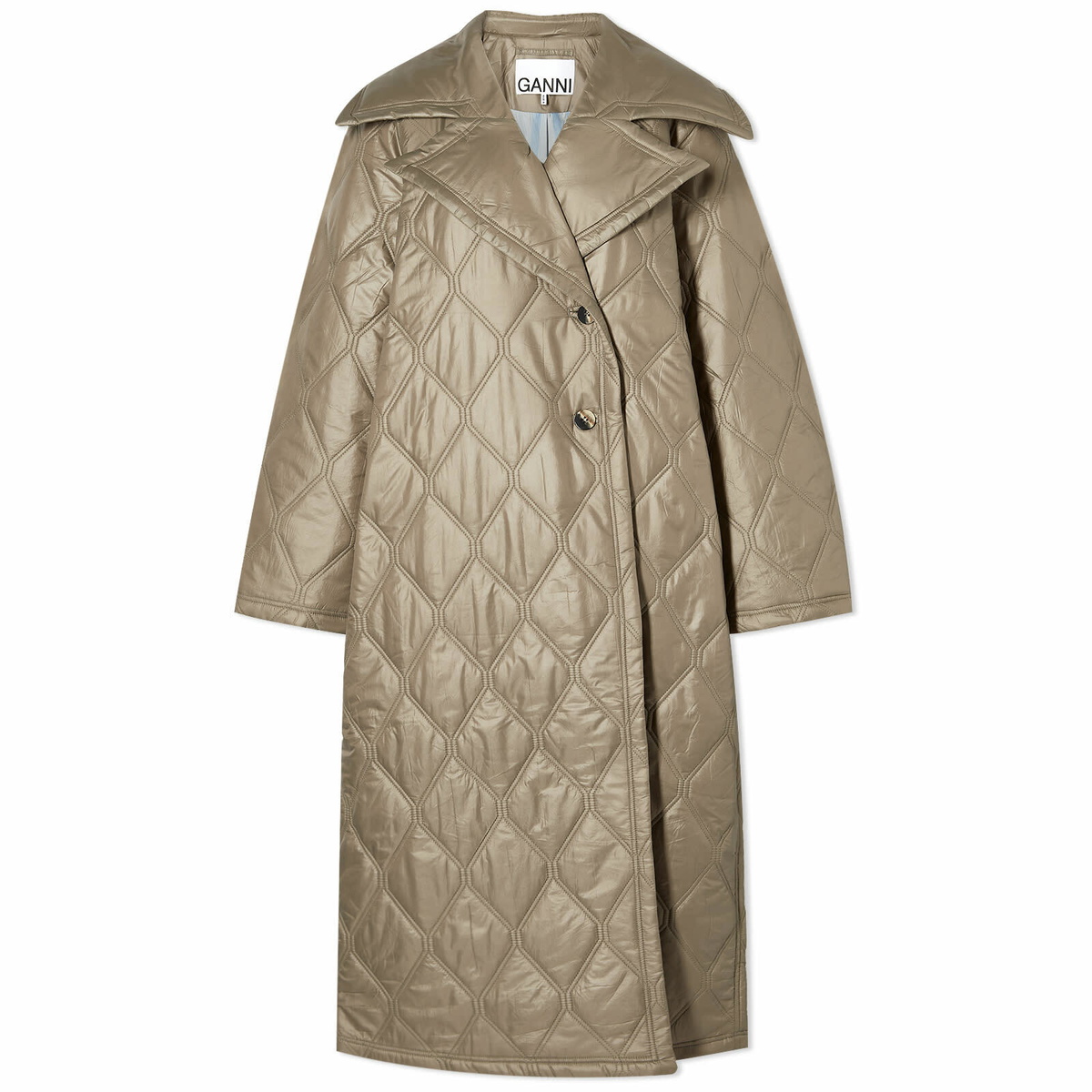 GANNI Women's Shiny Quilt Coat in Fallen Rock GANNI