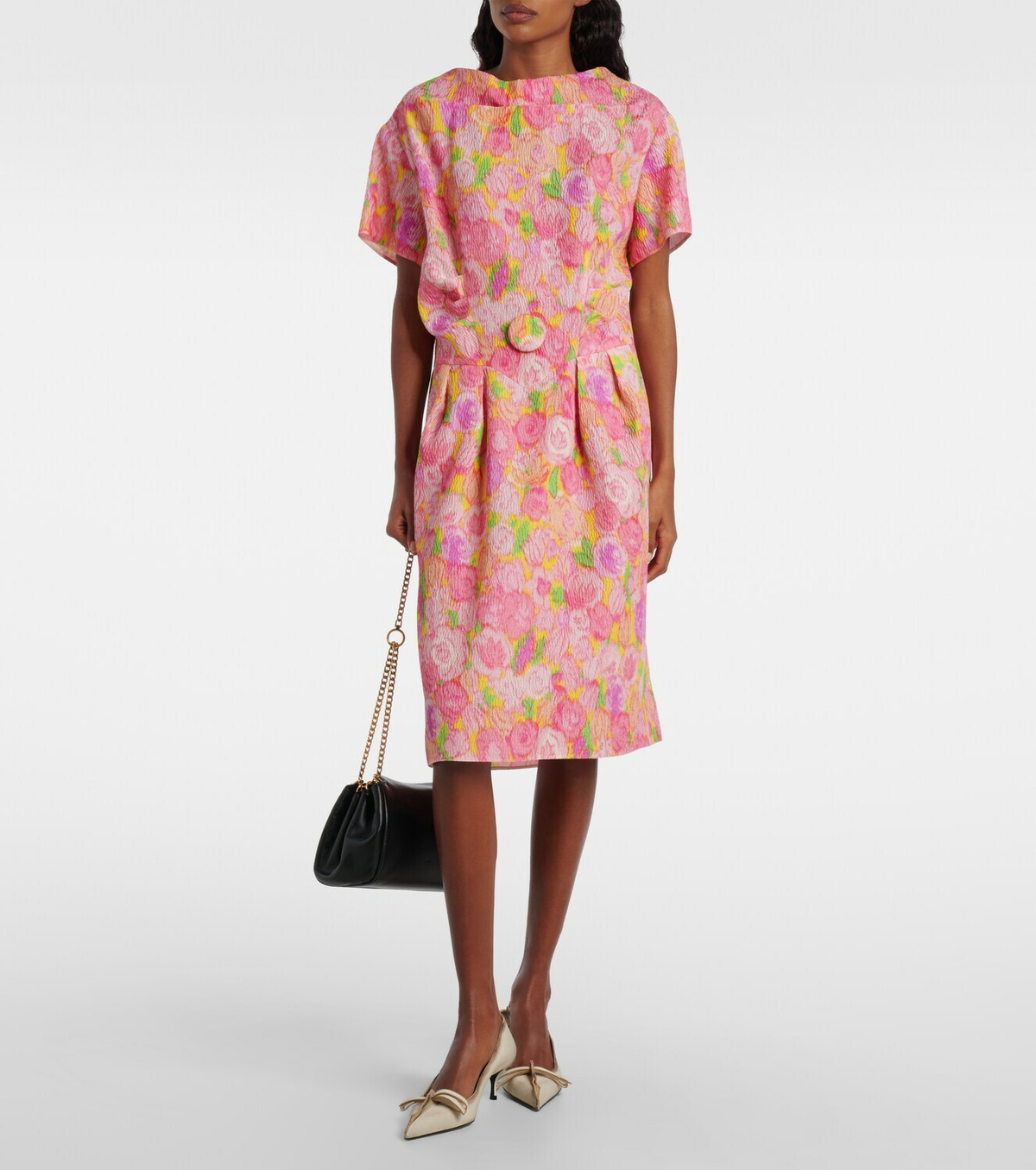 Prada Floral silk-blend cloqué midi dress