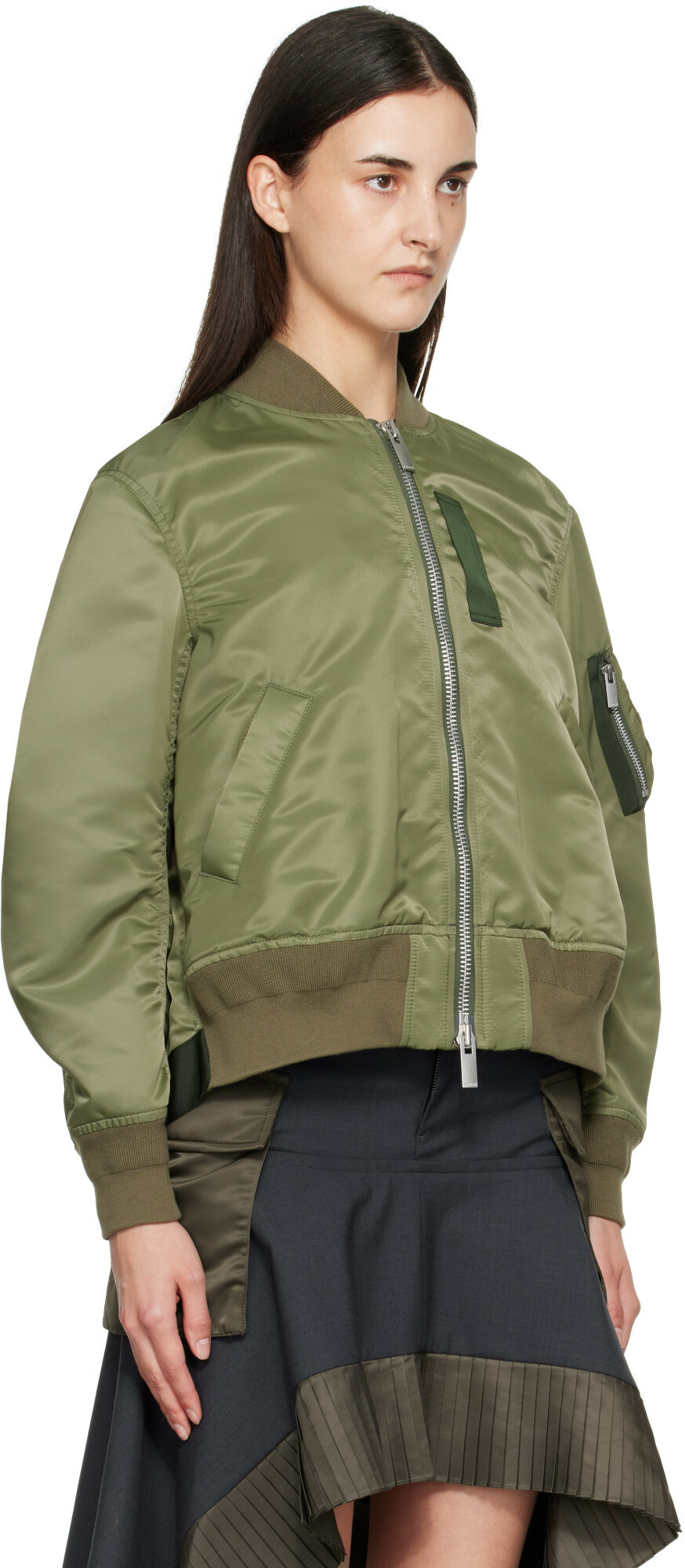 sacai Khaki Nylon Twill Blouson Bomber Jacket