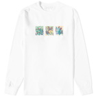 Futur Men's Long Sleeve Mario Flowers Heavyweight T-Shirt in White
