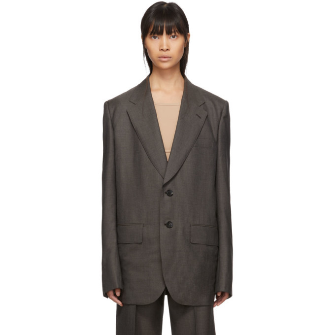 Junya Watanabe Grey Oversized Sharkskin Blazer