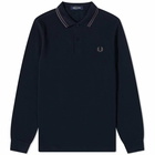 Fred Perry Authentic Men's Long Sleeve Twin Tipped Polo Shirt in Navy/Gun Metal