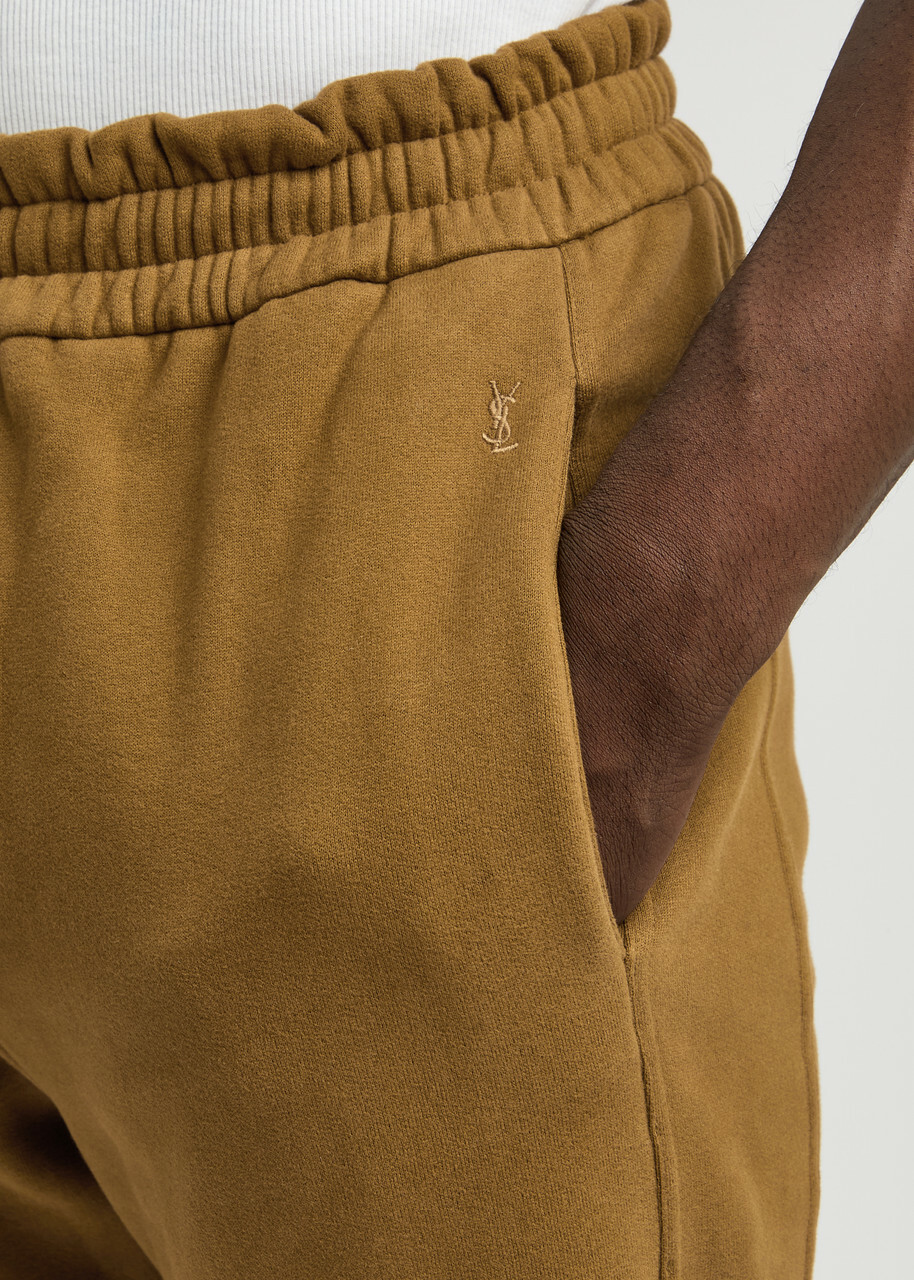 Saint Laurent Logo-embroidered Cotton Sweatpants Camel