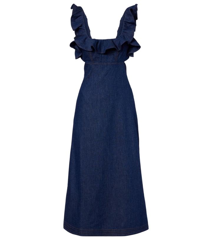 Photo: Zimmermann Aster ruffled denim midi dress