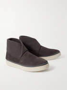 Mulo - Suede and Ribbed-Knit Slippers - Brown