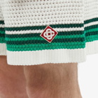 Casablanca Men's Crochet Tennis Shorts in Green/White