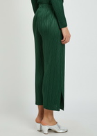 Pleats Please Issey Miyake Pleated Wide-leg Woven Trousers Dark Green