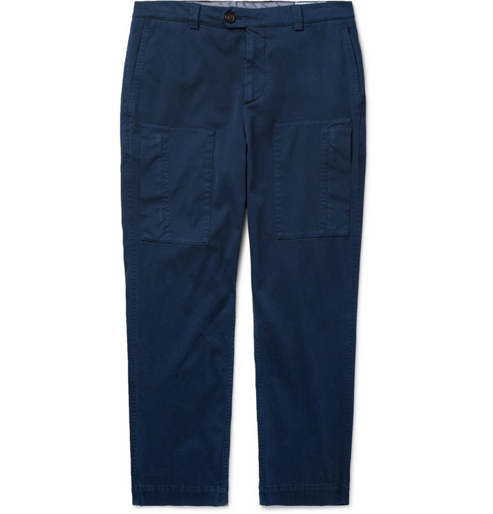 Photo: Brunello Cucinelli - Tapered Cotton-Blend Trousers - Navy