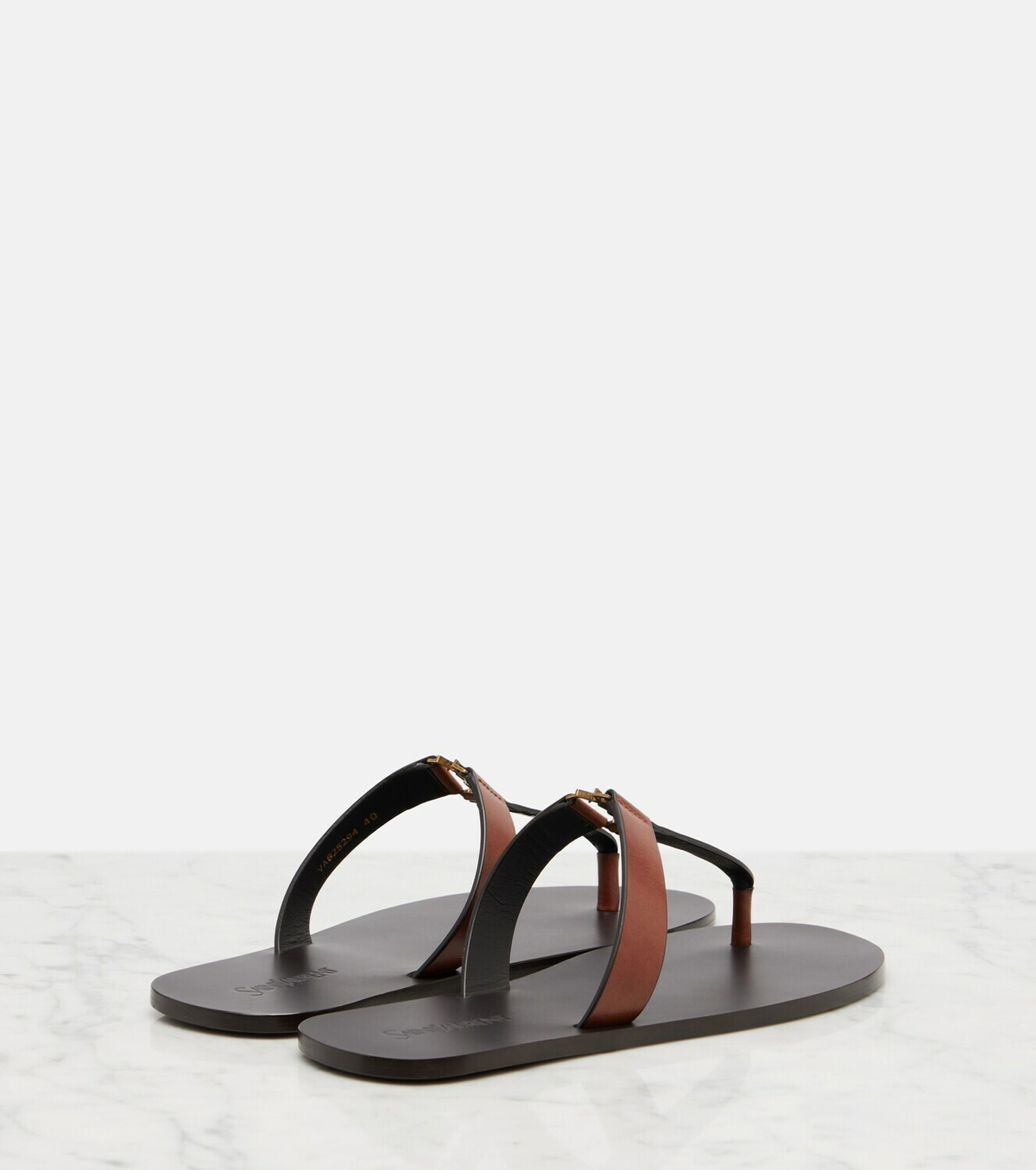 Saint Laurent Cassandre leather thong sandals