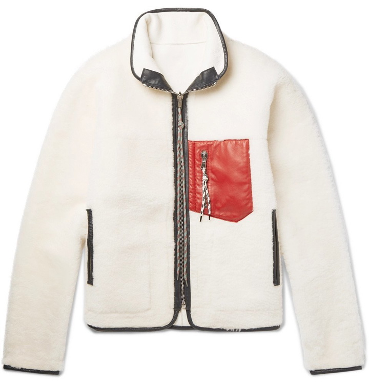 Photo: Aries - Pat Reversible Leather-Trimmed Shearling Jacket - Cream