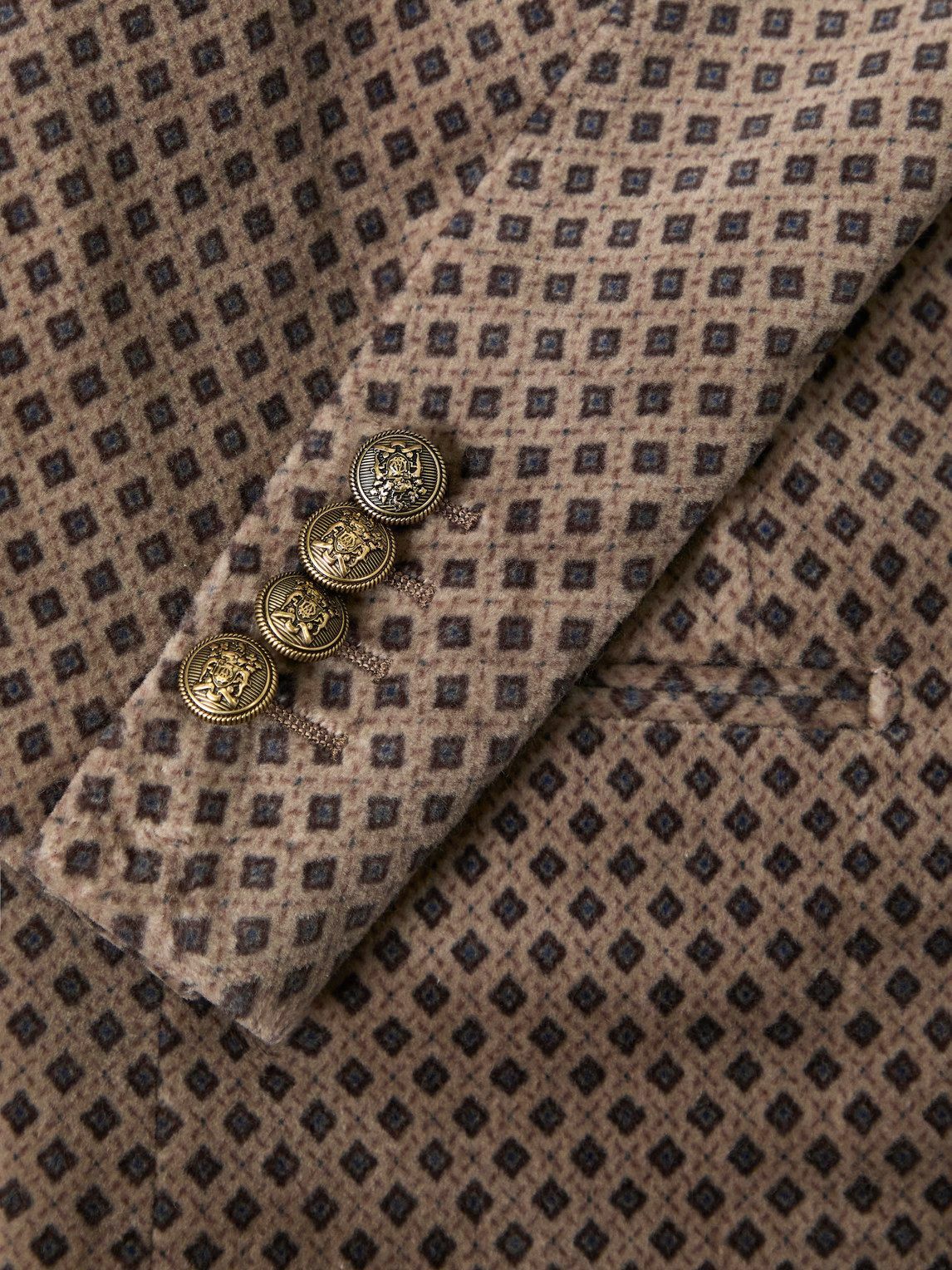 Dunhill - Slim-Fit Printed Cotton-Blend Velvet Tuxedo Jacket - Brown